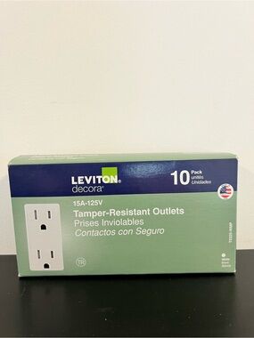 Leviton Decora 15A Tamper-Resistant Outlet, White (10 Pack)
